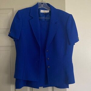 Tahari ASL Cobalt Blue Short Sleeve Skirt Set